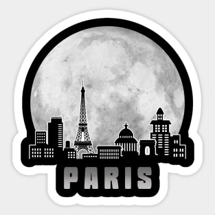 Paris France Skyline Full Moon Sticker